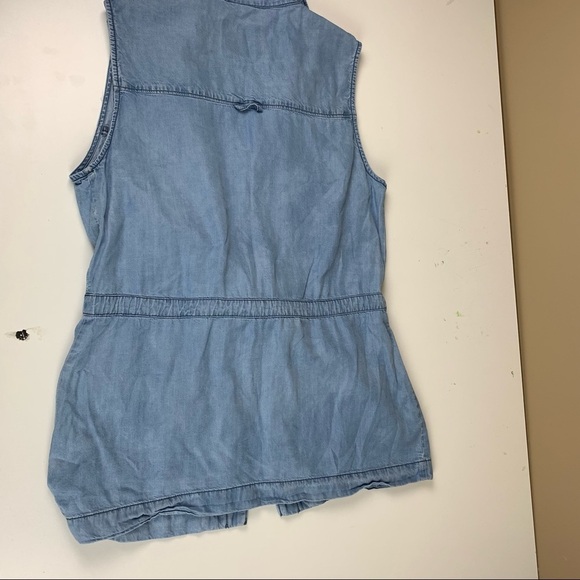 ANTHROPOLOGIE Sanctuary Chambray Button-down cinched waist Denim sleeveless Vest - Picture 8 of 11